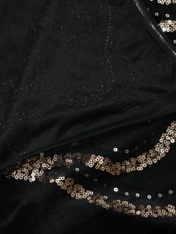 Sequins Strapless Velvet Maxi Dress