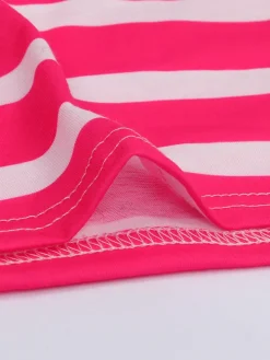 Short Sleeve Crew Neck Stripe Pocket Maxi Dress