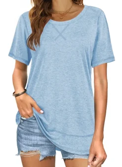 Short Sleeve Crewneck Side Split Top