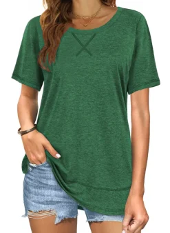 Short Sleeve Crewneck Side Split Top