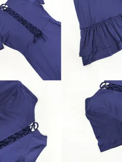 Short Sleeve Criss Cross Ruffle Mini Dress