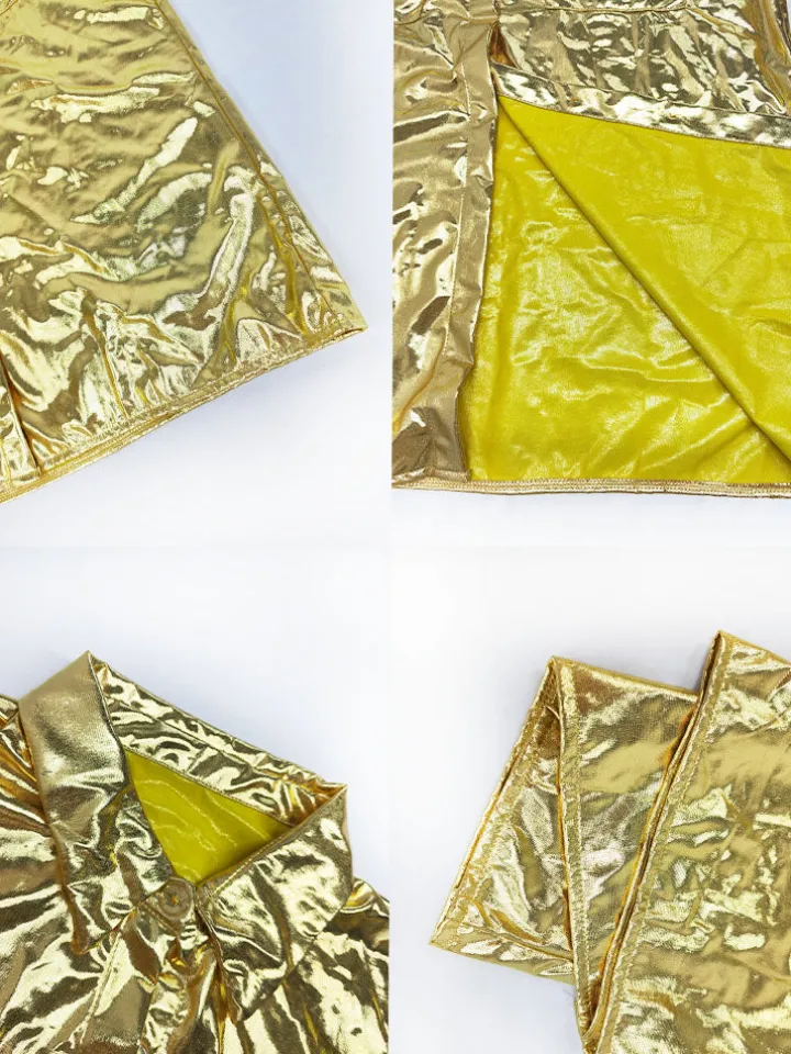 Short Sleeve Glitter Button Dwon Shirt