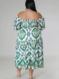 Short Sleeve Off Shoulder Floral Midi Dress