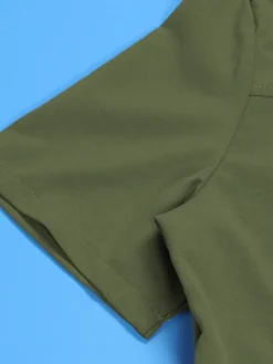 Short Sleeve Zipper Pocket Wide Leg Jumpsuit