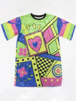 Short Sleeves Sequins Mini Dress