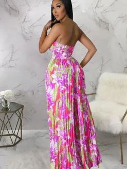 Sleeveless Backless Floral Wide Leg Jumpsuit