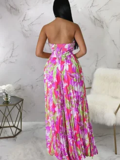Sleeveless Backless Floral Wide Leg Jumpsuit
