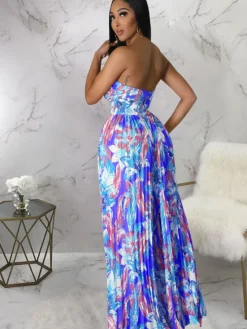 Sleeveless Backless Floral Wide Leg Jumpsuit