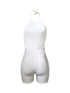 Sleeveless Backless Halter Bodycon Romper