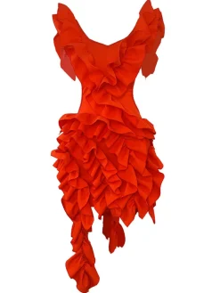 Sleeveless Crimping Backless Asymmetrical Mini Dress