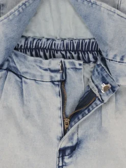 Sleeveless Elastic Waist Denim Romper