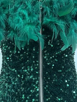 Sleeveless Feathers Sequin Party Mini Dress