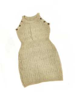 Sleeveless Knit Button Bodycon Mini Dress