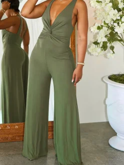 Sleeveless Knotted V-Neck Casual Jumpsuit