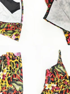 Sleeveless Leopard Print Split Bodycon Swimsuit