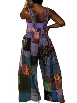 Sleeveless Plaid Print Overalls Jumpsuit