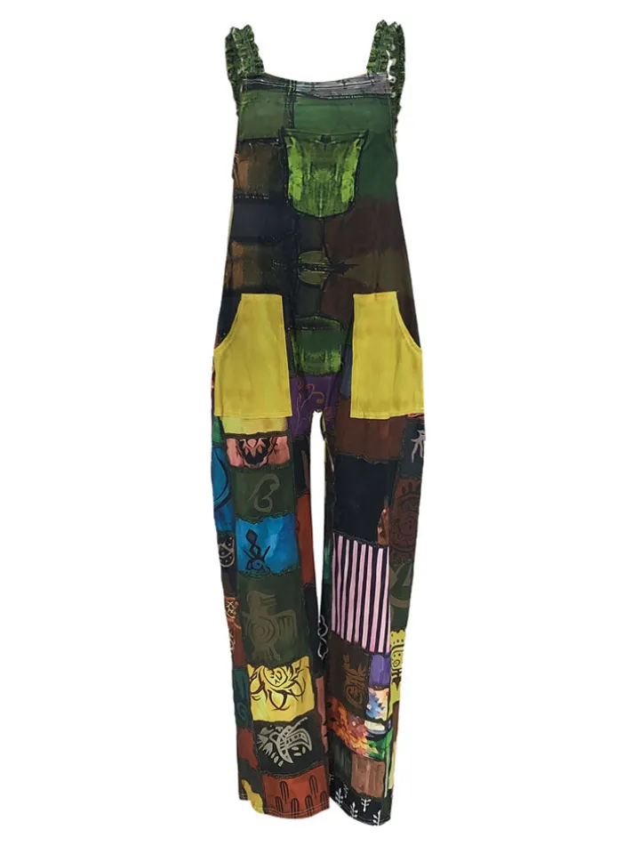 Sleeveless Plaid Print Overalls Jumpsuit