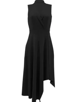 Sleeveless Polo Collar Cinched Waist Swing Dress