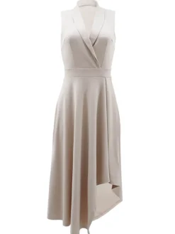 Sleeveless Polo Collar Cinched Waist Swing Dress