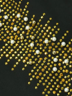 Sleeveless Rhinestone Fringe Hem Maxi Dress