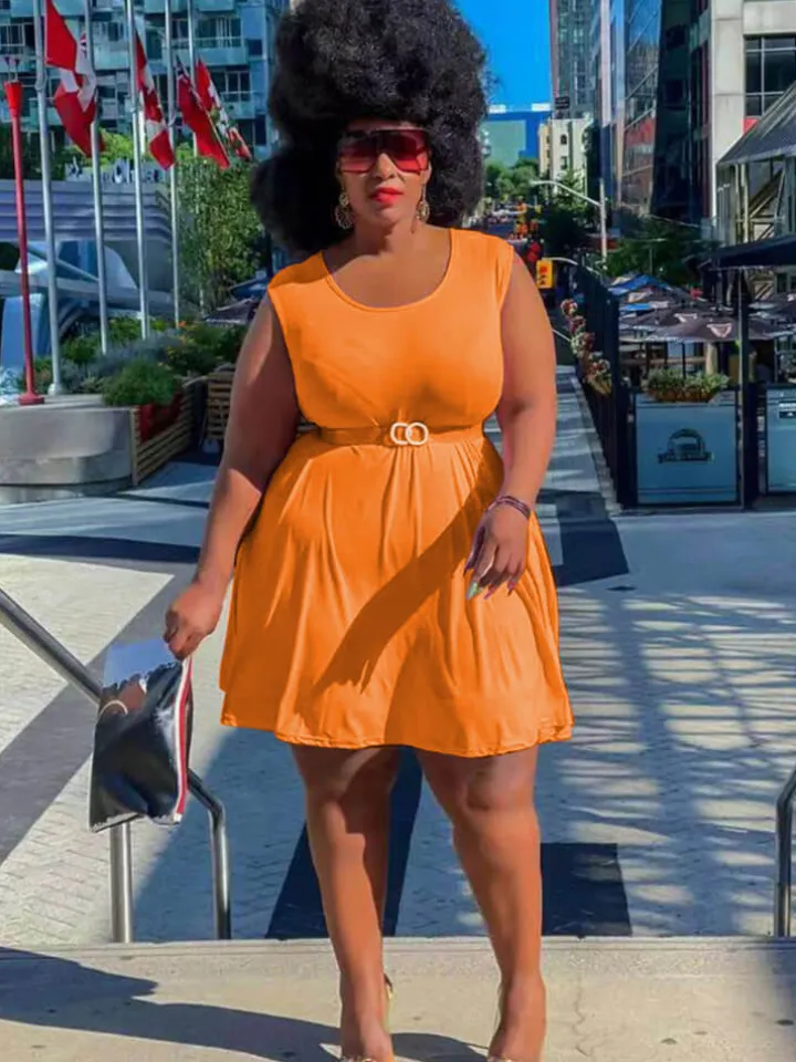 Sleeveless Round Neck Solid Mini Dress