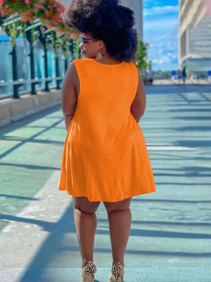 Sleeveless Round Neck Solid Mini Dress