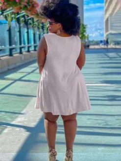 Sleeveless Round Neck Solid Mini Dress