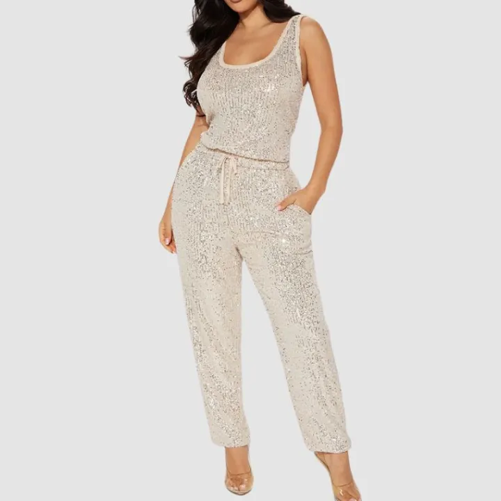 Sleeveless Sequins Jumpsuit
