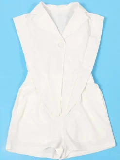 Sleeveless Solid Color Asymmetrical Romper