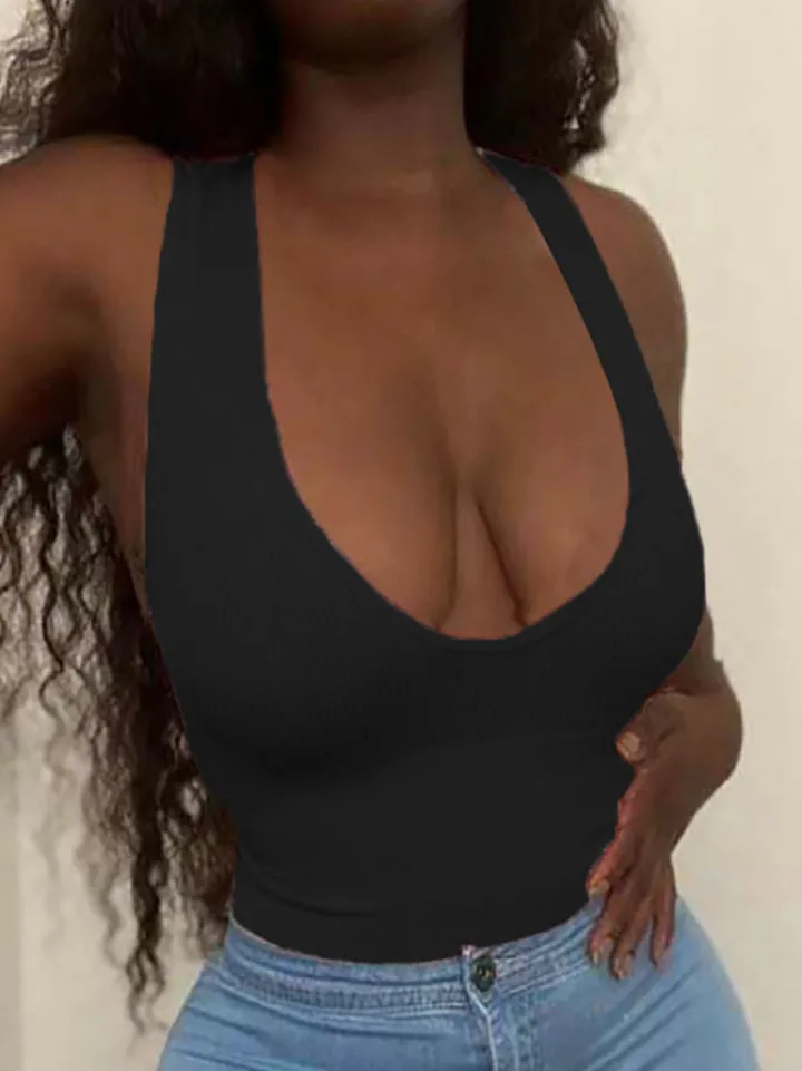 Sleeveless Solid Color Knit Tank Top