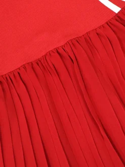 Sleeveless Sporty Striped Pleated Mini Dress