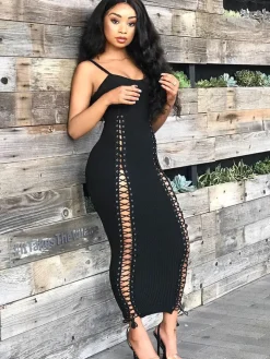 Sleeveless Tie Up Maxi Dress