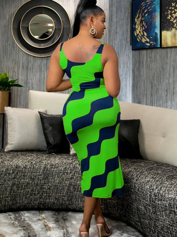 Sleeveless Tie-up Printed Midi Dress