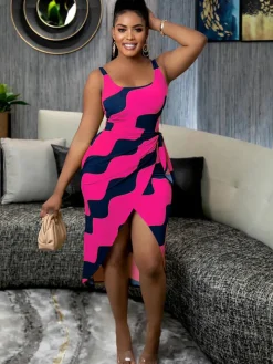 Sleeveless Tie-up Printed Midi Dress