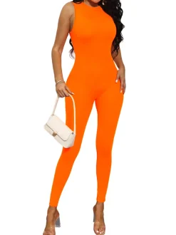 Sleeveless Zipper Jumpsuits