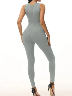 Sleeveless Zipper Jumpsuits