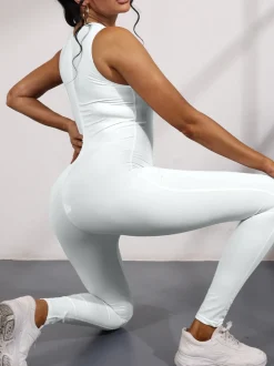 Sleeveless Zipper Jumpsuits