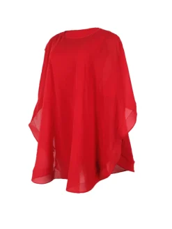 Solid Chiffon Cape Overlay Dress