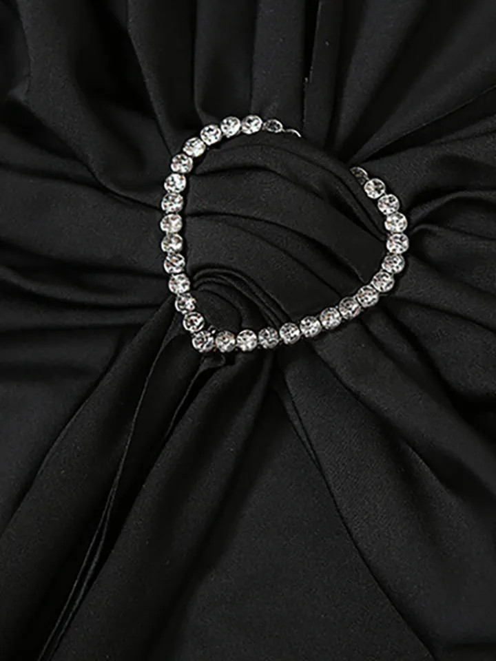 Solid Color Asymmetrical Tie-Waist Maxi Dress