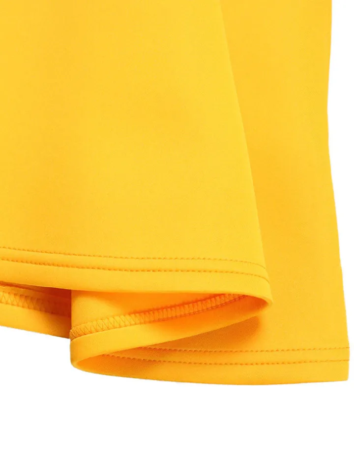 Solid Color Bell Sleeve V-Neck Flared Dress