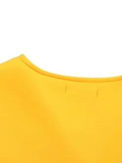 Solid Color Bell Sleeve V-Neck Flared Dress