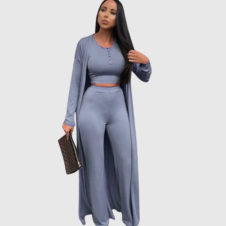 Solid Color Casual Three-Pieces Set