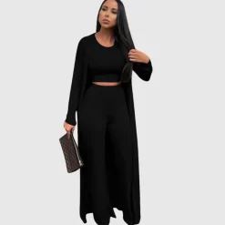 Solid Color Casual Three-Pieces Set