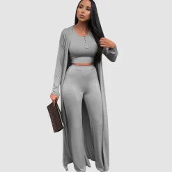 Solid Color Casual Three-Pieces Set