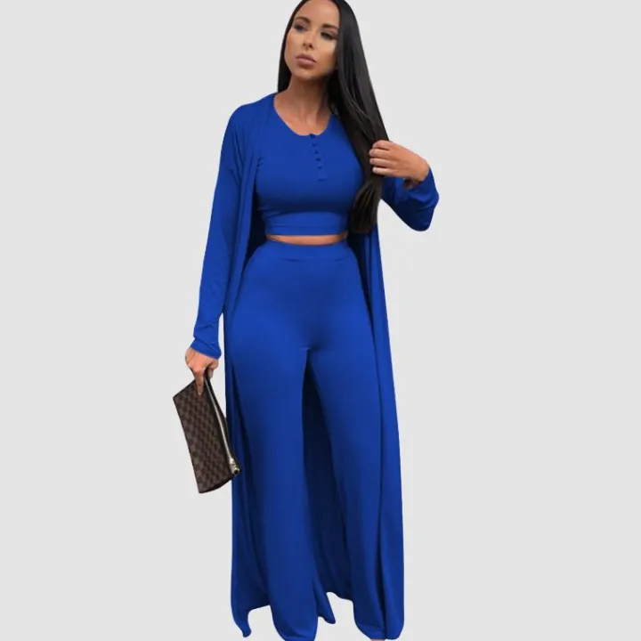 Solid Color Casual Three-Pieces Set