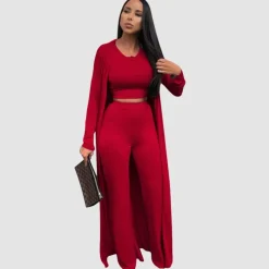 Solid Color Casual Three-Pieces Set