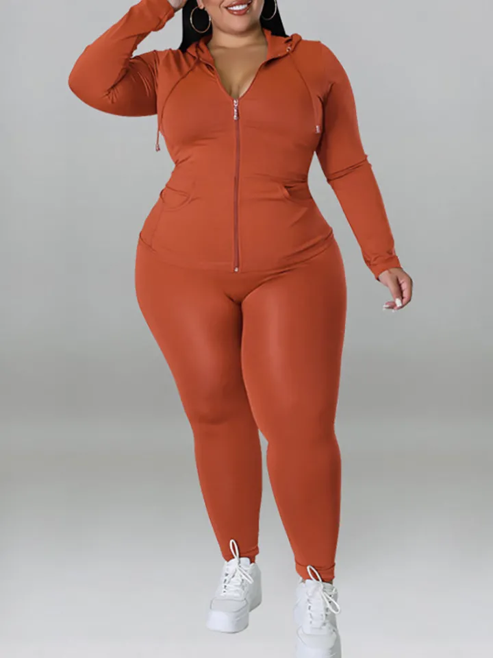 Solid Color Hoodie Pants Set