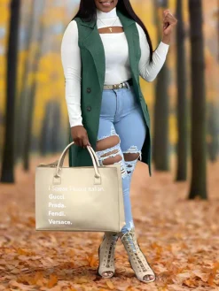 Solid Color Lapel Sleeveless Button Down Vest Jacket