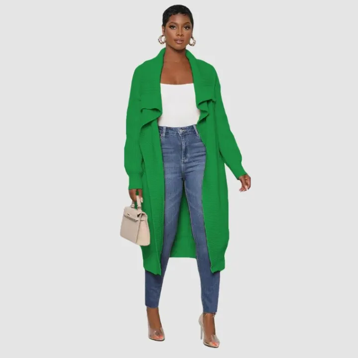 Solid Color Long Knit Cardigan