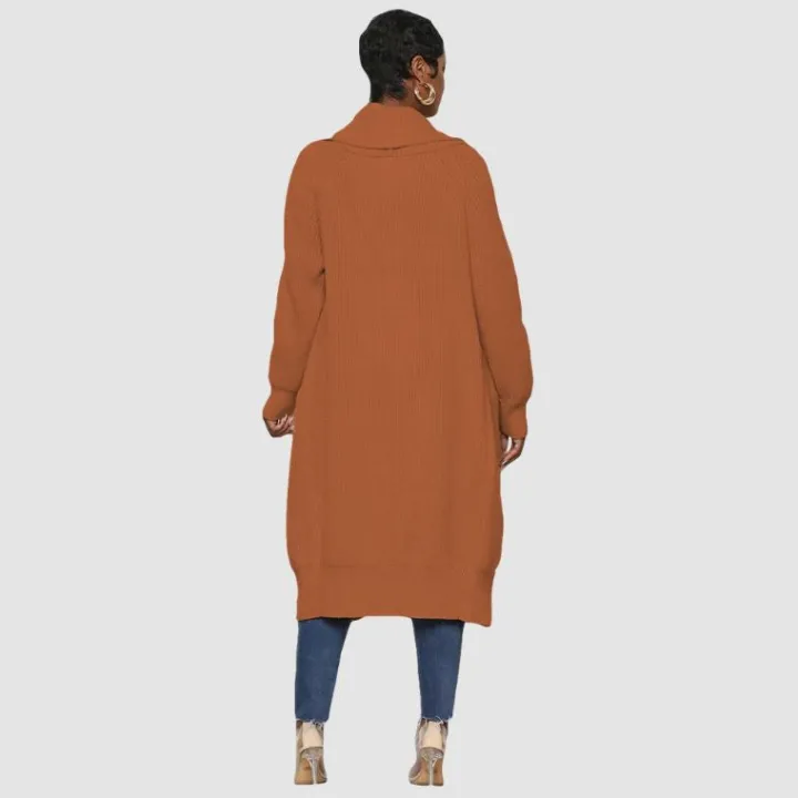 Solid Color Long Knit Cardigan